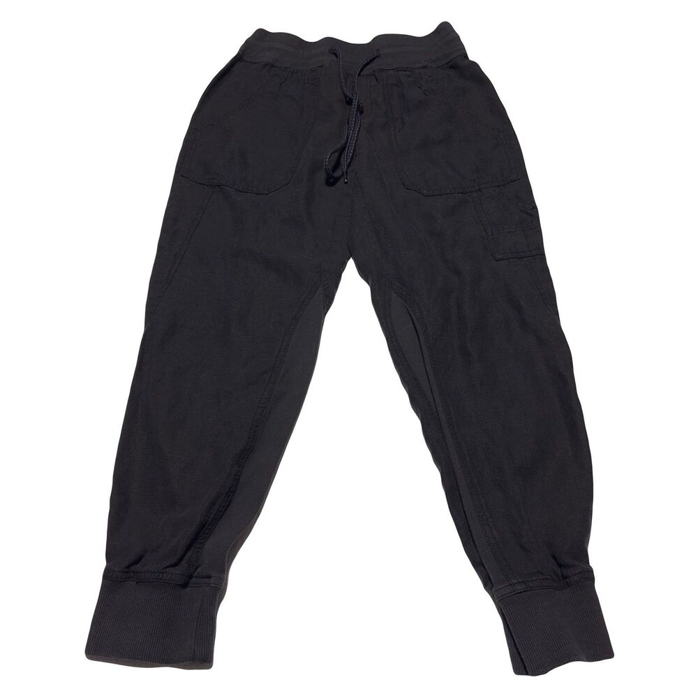 Anthropologie Womens Pants Size XS The Nomad Black Linen Joggers Pockets